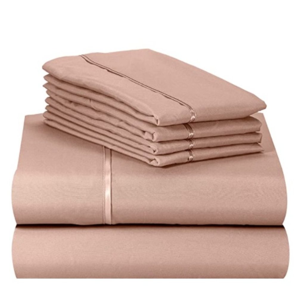 (2 QTY) 6 PC Sheet Set Bamboo Sheets Deep Pockets - Pearl Pink Color